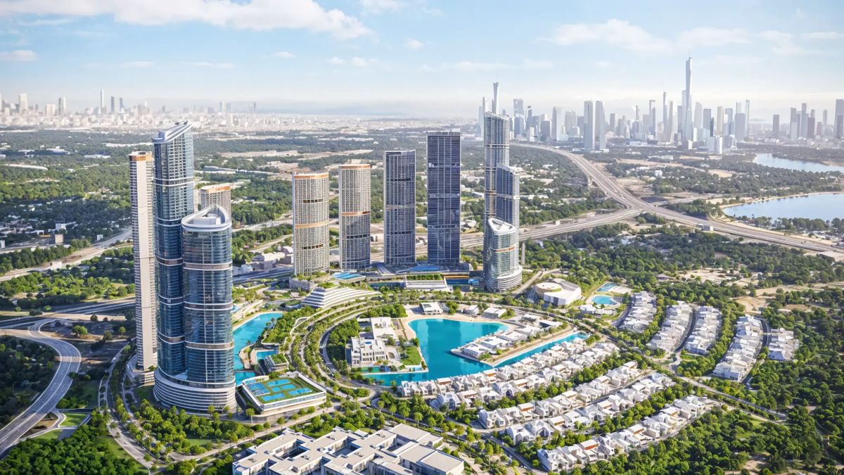 Dubai free zone business district with modern offices and real estate opportunities to invest in Dubai